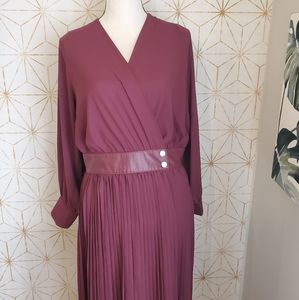 Zara burgundy wrap long sleeve dress